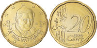 VATICAN CITY 20 Euro Cent Pape Benoit XVI, Rome, Brass, KM:386 -