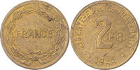 France 2 Francs Coin, France Libre, Philadelphia, Brass -