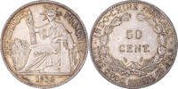 FRENCH INDO-CHINA 50 Cents Coin, Paris, Silver, KM:4a.2 -