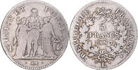 France 5 Francs Coin, Union et Force, Bayonne, Silver -