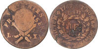 Guadeloupe 1/4 escalin Coin, Paris, Bronze, KM:6, Lecompte:4 -