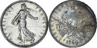 France 5 Francs Coin, Semeuse, Paris, Silver, KM:926 -