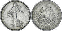 France 5 Francs Coin, Semeuse, Paris, Silver, KM:926 -