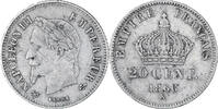 France 20 Centimes Napoleon III, Bordeaux, Silver, KM:814 -