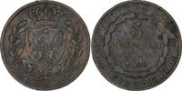 Italy 5 Centesimi Kingdom of Sardinia, Carlo Felice, Torino, Copper -