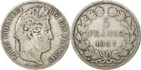 France 5 Francs Coin, Louis-Philippe, Rouen, Silver -