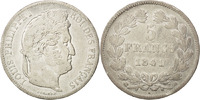 France 5 Francs Coin, Louis-Philippe, Strasbourg, Silver -
