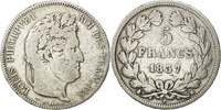 France 5 Francs Coin, Louis-Philippe, Bordeaux, Silver -