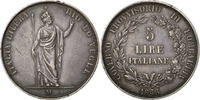 ITALIAN STATES 5 Lire Coin, LOMBARDY-VENETIA, Milan, Silver -