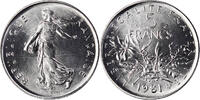 France 5 Francs Coin, Semeuse, Paris, FDC, Nickel Clad -