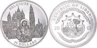 Liberia 20 Dollars Coin, Belgium, Silver -