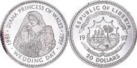Liberia 20 Dollars Coin, Wedding Day, Diana, Silver, KM:535 -
