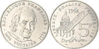 France 5 Francs Coin, Voltaire, Paris, Nickel, KM:1063 -