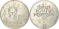 France 100 Francs Coin, Statue de la Liberté, Silver -