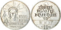 France 100 Francs Coin, Statue de la Liberté, Silver -