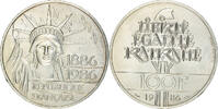 France 100 Francs Coin, Statue de la Liberté, Silver, KM:960 -