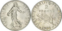 France 2 Francs Coin, Semeuse, Paris, Silver, KM:845.1 -