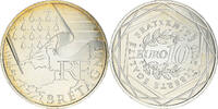France 10 Euro Bretagne, Paris, Silver, KM:1648 -