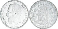 Belgium 5 Francs, 5 Frank Coin, Leopold II, Silver, KM:24 -