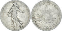 France 2 Francs Coin, Semeuse, Paris, Silver, KM:845.1 -