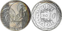 France 10 Euro Monnaie de Paris, Coq, Paris, Silver -