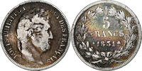 France 5 Francs Coin, Louis-Philippe, Rouen, Silver, KM:745.2 -