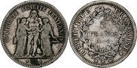 France 5 Francs Coin, Hercule, Strasbourg, Silver, KM:756.2 -