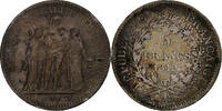 France 5 Francs Coin, Hercule, Paris, Silver, KM:756.1 -