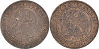 France 2 Centimes Coin, Napoleon III, Napoléon III, Marseille -