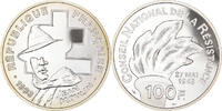 France 100 Francs Coin, Jean Moulin, Libération, BE, Silver -