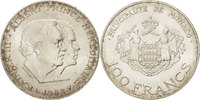 Monaco 100 Francs Coin, Rainier III, Silver, KM:161 -