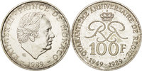 Monaco 100 Francs Coin, Rainier III, Silver, KM:164 -