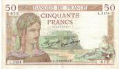 France 50 Francs Cérès, L.3154, Fayette:17.18, KM:81 -