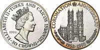 Turks and Caicos Islands 20 Crowns TURKS & CAICOS ISLANDS, Elizabeth II, Proof, Silver -
