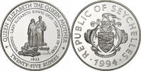 Seychelles 25 Rupees Queen Mother, BE, Silver, KM:79 -