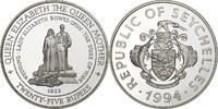 Seychelles 25 Rupees Queen Mother, BE, Silver, KM:79 -