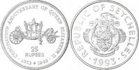 Seychelles 25 Rupees Queen Mother, BE, Silver -