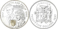 Jamaica 25 Dollars Elizabeth II, Silver -