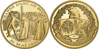 France Medaille Histoire de France, Jeanne d'Arc au Bucher, Copper Gilt -
