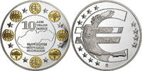 Slovakia Medaille 10 Ans de l'Euro, Slovaquie, Copper Plated Silver -