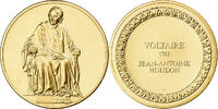France Medaille Voltaire, Jean-Antoine Houdon, Gilt Bronze -