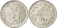 German States Kreuzer Coin, HESSE-DARMSTADT, Ludwig II, Silver -