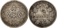 GERMANY - EMPIRE 1/2 Mark Coin, Berlin, Silver, KM:17 -