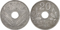 France 20 Centimes Coin, État français, Paris, Zinc -