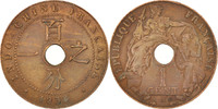FRENCH INDO-CHINA Cent Coin, Paris, Bronze, KM:12.1 -