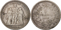 France 5 Francs Coin, Hercule, Strasbourg, Silver, KM:756.2 -