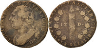 France 12 Deniers Coin, 12 deniers françois, Dijon, Bronze -