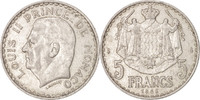 Monaco 5 Francs Coin, Louis II, Aluminum, KM:122 -