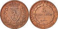 ITALIAN STATES 5 Centesimi Coin, SARDINIA, Carlo Felice, Genoa -