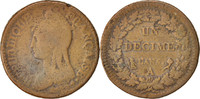 France Decime Coin, Dupré, Paris, Bronze, KM:644.1 -